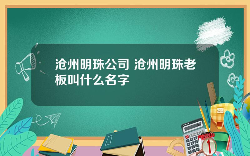 沧州明珠公司 沧州明珠老板叫什么名字